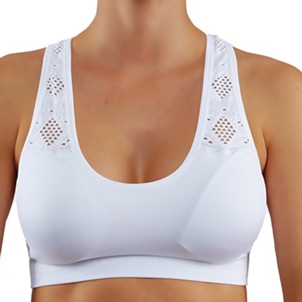White push up sports bra Racer Back